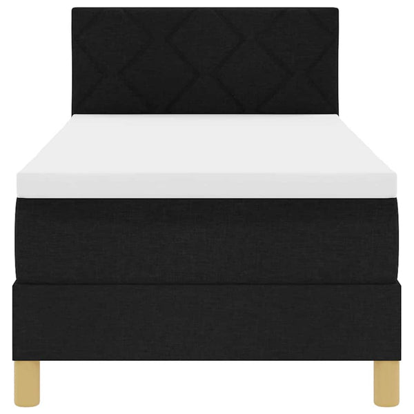 vidaXL LED Box Spring Bed with Cushions Black 80 x 200 cm Fabric