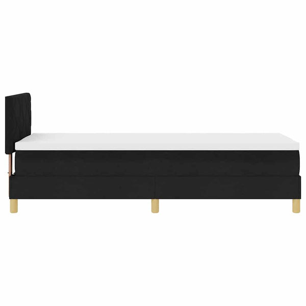 vidaXL LED Box Spring Bed with Cushions Black 80 x 200 cm Fabric