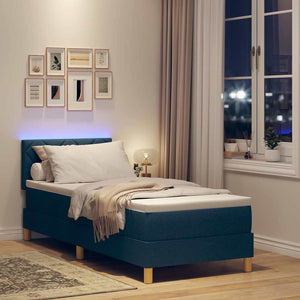vidaXL LED Box Spring Bed with LED Strips Blue 80 x 200 cm Fabric