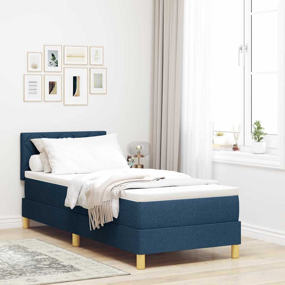 vidaXL LED Box Spring Bed with LED Strips Blue 80 x 200 cm Fabric