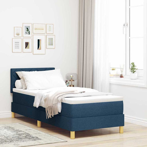 vidaXL LED Box Spring Bed with LED Strips Blue 80 x 200 cm Fabric