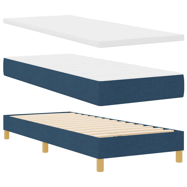 vidaXL LED Box Spring Bed with LED Strips Blue 80 x 200 cm Fabric