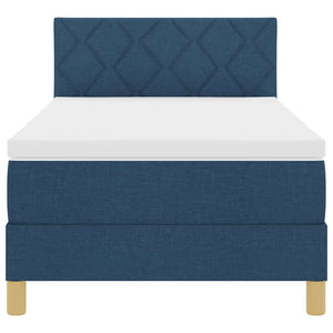 vidaXL LED Box Spring Bed with Pillows Blue 90 x 190 cm Fabric