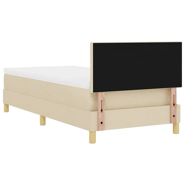 vidaXL LED Box Spring Bed with Cushions Cream 100 x 200 cm Fabric