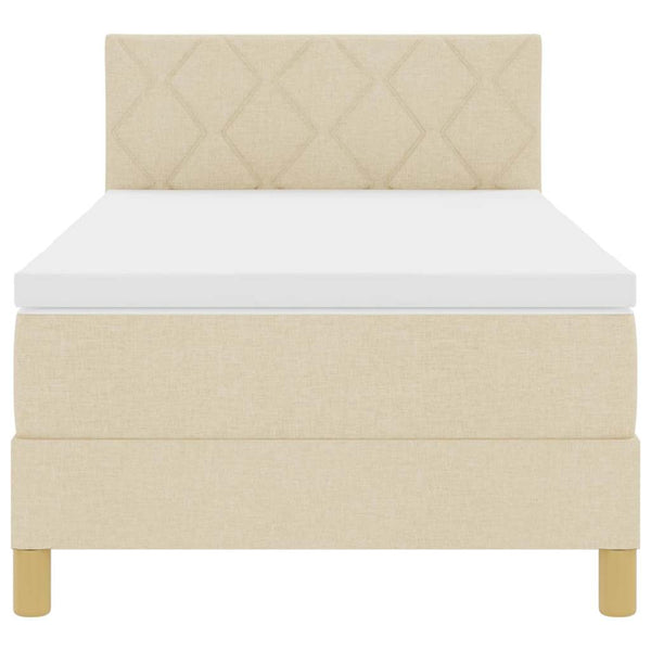 vidaXL LED Box Spring Bed with Cushions Cream 100 x 200 cm Fabric