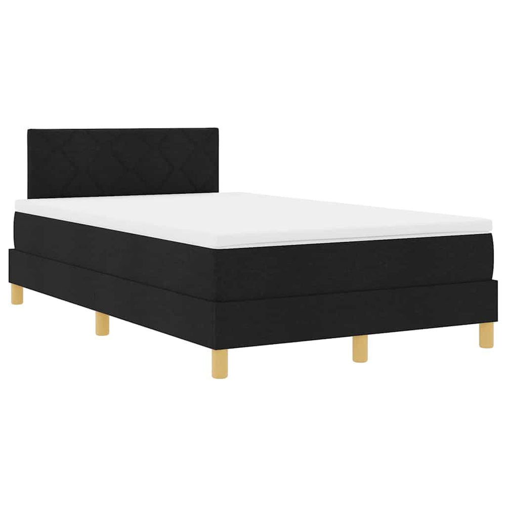 vidaXL LED Box Spring Bed with Cushions Black 120 x 190 cm Fabric