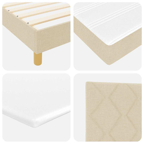 vidaXL LED Box Spring Bed with Cushions Cream 120 x 190 cm Fabric
