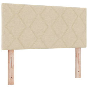vidaXL LED Box Spring Bed with Cushions Cream 120 x 190 cm Fabric