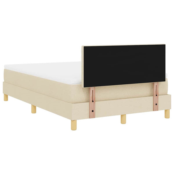 vidaXL LED Box Spring Bed with Cushions Cream 120 x 190 cm Fabric