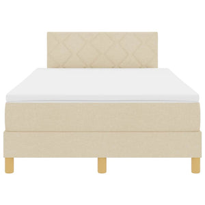 vidaXL LED Box Spring Bed with Cushions Cream 120 x 190 cm Fabric