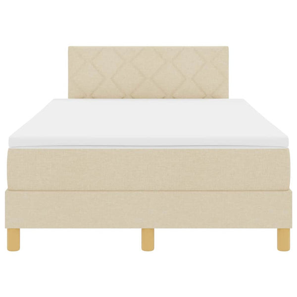 vidaXL LED Box Spring Bed with Cushions Cream 120 x 190 cm Fabric