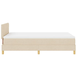 vidaXL LED Box Spring Bed with Cushions Cream 120 x 190 cm Fabric