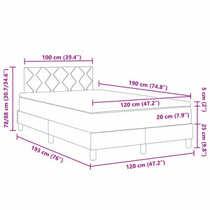 vidaXL LED Box Spring Bed with Cushions Cream 120 x 190 cm Fabric