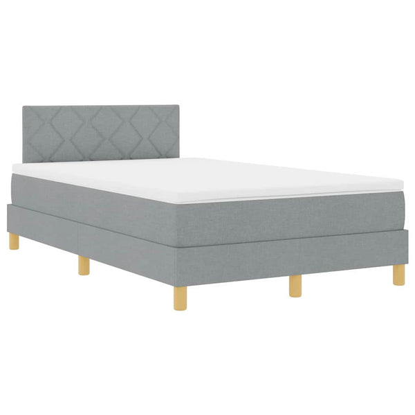 vidaXL LED Divan Bed with Pillows Light Grey 120 x 200 cm Fabric