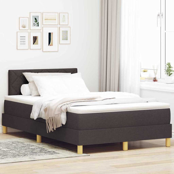 vidaXL LED Box Spring Bed with Headboard Dark Brown 120 x 200 cm Fabric