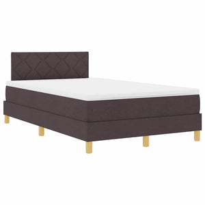 vidaXL LED Box Spring Bed with Headboard Dark Brown 120 x 200 cm Fabric