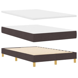 vidaXL LED Box Spring Bed with Headboard Dark Brown 120 x 200 cm Fabric