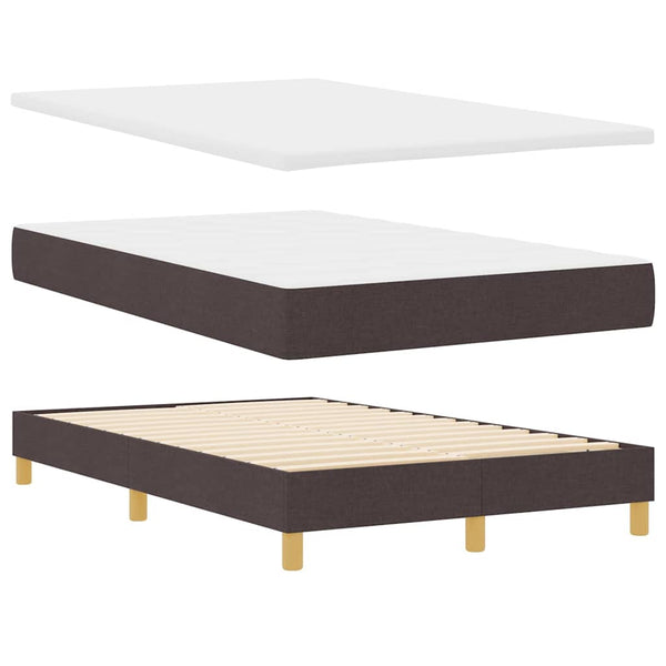 vidaXL LED Box Spring Bed with Headboard Dark Brown 120 x 200 cm Fabric