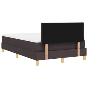 vidaXL LED Box Spring Bed with Headboard Dark Brown 120 x 200 cm Fabric