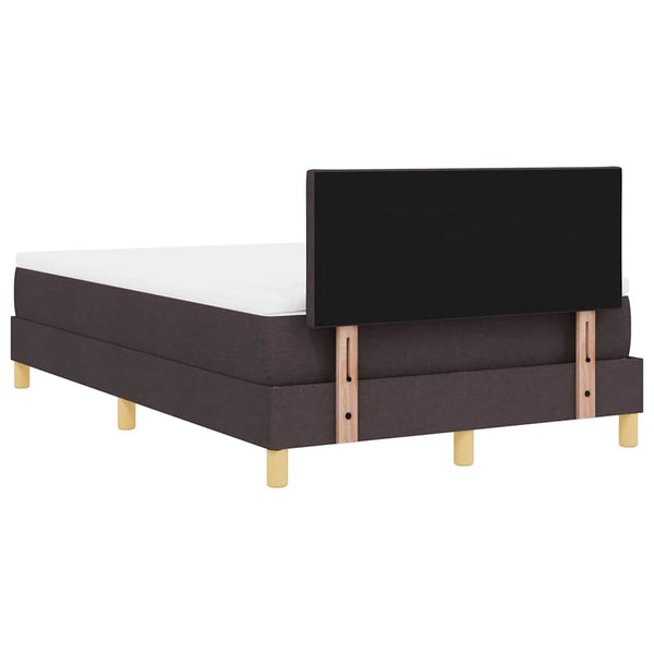 vidaXL LED Box Spring Bed with Headboard Dark Brown 120 x 200 cm Fabric