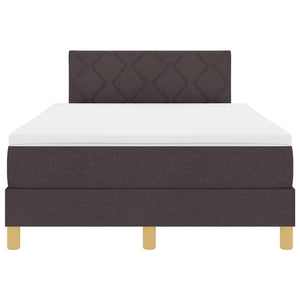 vidaXL LED Box Spring Bed with Headboard Dark Brown 120 x 200 cm Fabric