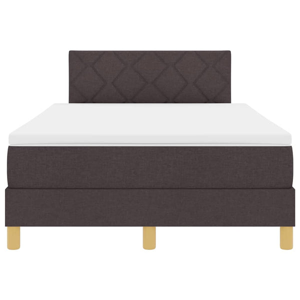vidaXL LED Box Spring Bed with Headboard Dark Brown 120 x 200 cm Fabric