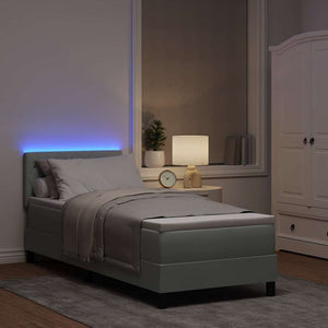 vidaXL LED Box Spring Bed with Mattress Light Gray 80 x 200 cm Velvet