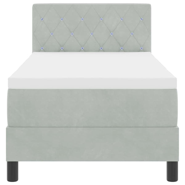 vidaXL LED Box Spring Bed with Mattress Light Gray 80 x 200 cm Velvet
