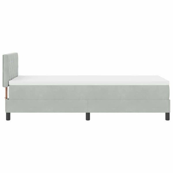 vidaXL LED Box Spring Bed with Mattress Light Gray 80 x 200 cm Velvet