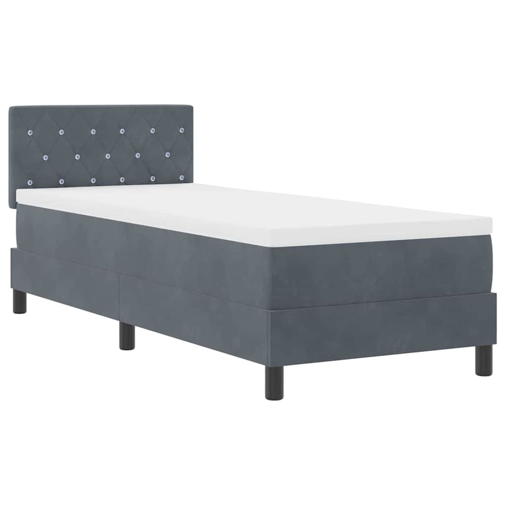 vidaXL LED Box Spring Bed with Mattress Dark Grey 80 x 200 cm Velvet
