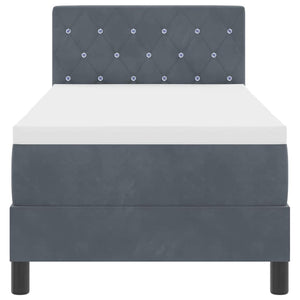 vidaXL LED Box Spring Bed with Mattress Dark Grey 80 x 200 cm Velvet