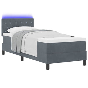 vidaXL LED Box Spring Bed with Mattress Dark Grey 80 x 200 cm Velvet