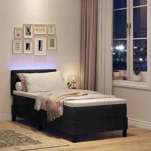 vidaXL LED Box Spring Bed with Mattress and LED Black 80 x 200 cm Velvet