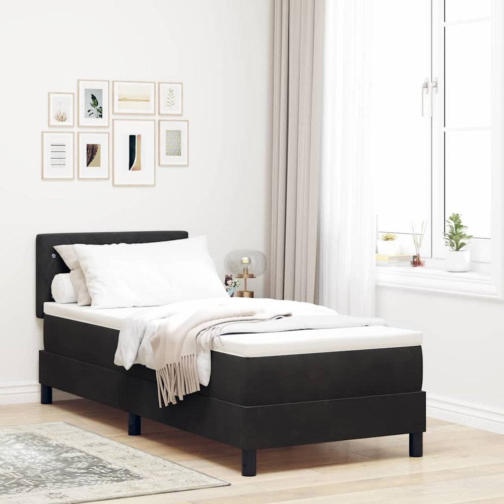 vidaXL LED Box Spring Bed with Mattress and LED Black 80 x 200 cm Velvet
