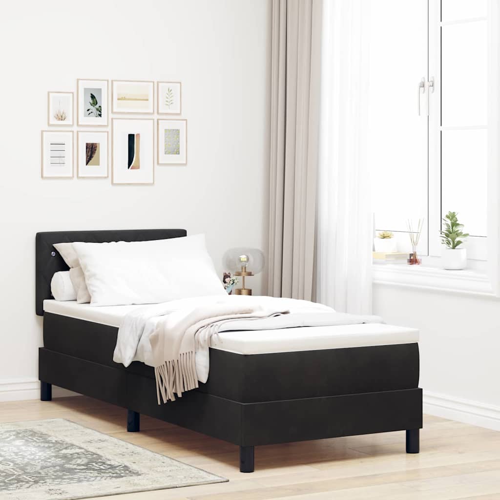vidaXL LED Box Spring Bed with Mattress and LED Black 80 x 200 cm Velvet