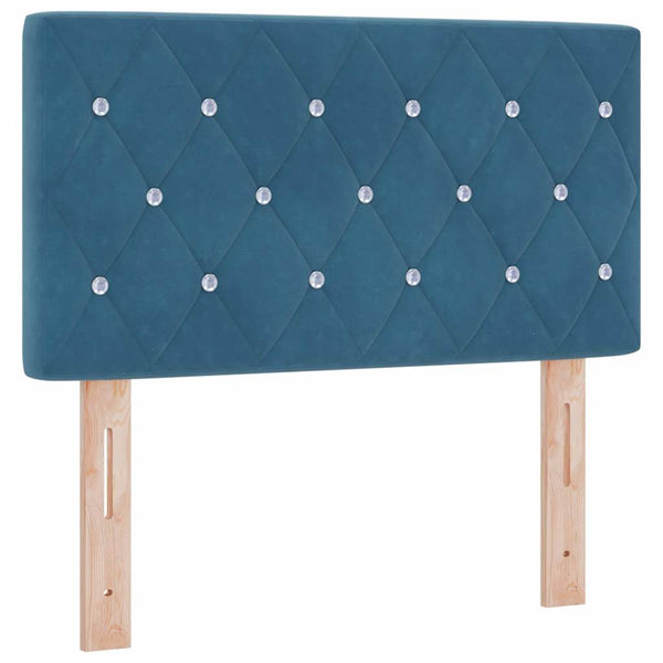 vidaXL LED Box Spring Bed with Mattress Dark Blue 80 x 200 cm Velvet