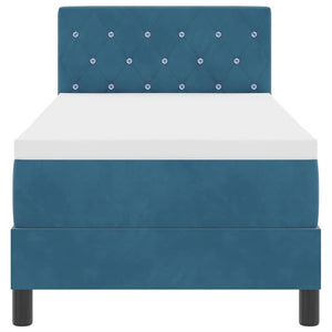 vidaXL LED Box Spring Bed with Mattress Dark Blue 80 x 200 cm Velvet