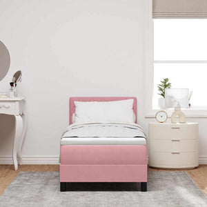 vidaXL LED Box Spring Bed with Mattress with LED Pink 80 x 200 cm Velvet