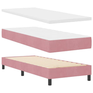 vidaXL LED Box Spring Bed with Mattress with LED Pink 80 x 200 cm Velvet