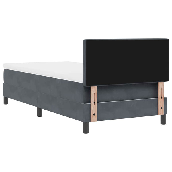 vidaXL LED Box Spring Bed with Mattress Dark Grey 90 x 190 cm Velvet