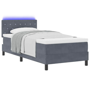vidaXL LED Box Spring Bed with Mattress Dark Grey 90 x 190 cm Velvet