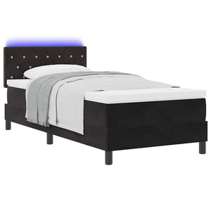 vidaXL LED Box Spring Bed with Mattress with LED Black 90 x 190 cm Velvet