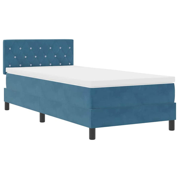 vidaXL LED Box Spring Bed with Mattress Dark Blue 90 x 190 cm Velvet