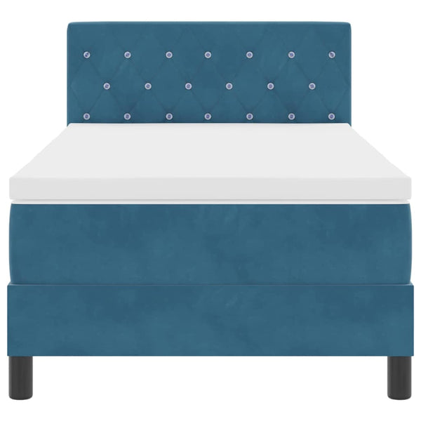 vidaXL LED Box Spring Bed with Mattress Dark Blue 90 x 190 cm Velvet
