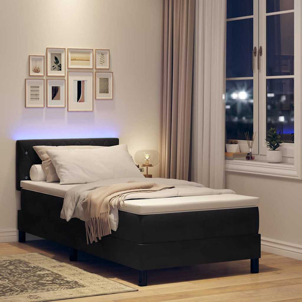 vidaXL LED Box Spring Bed with Mattress Black 100 x 200 cm Velvet