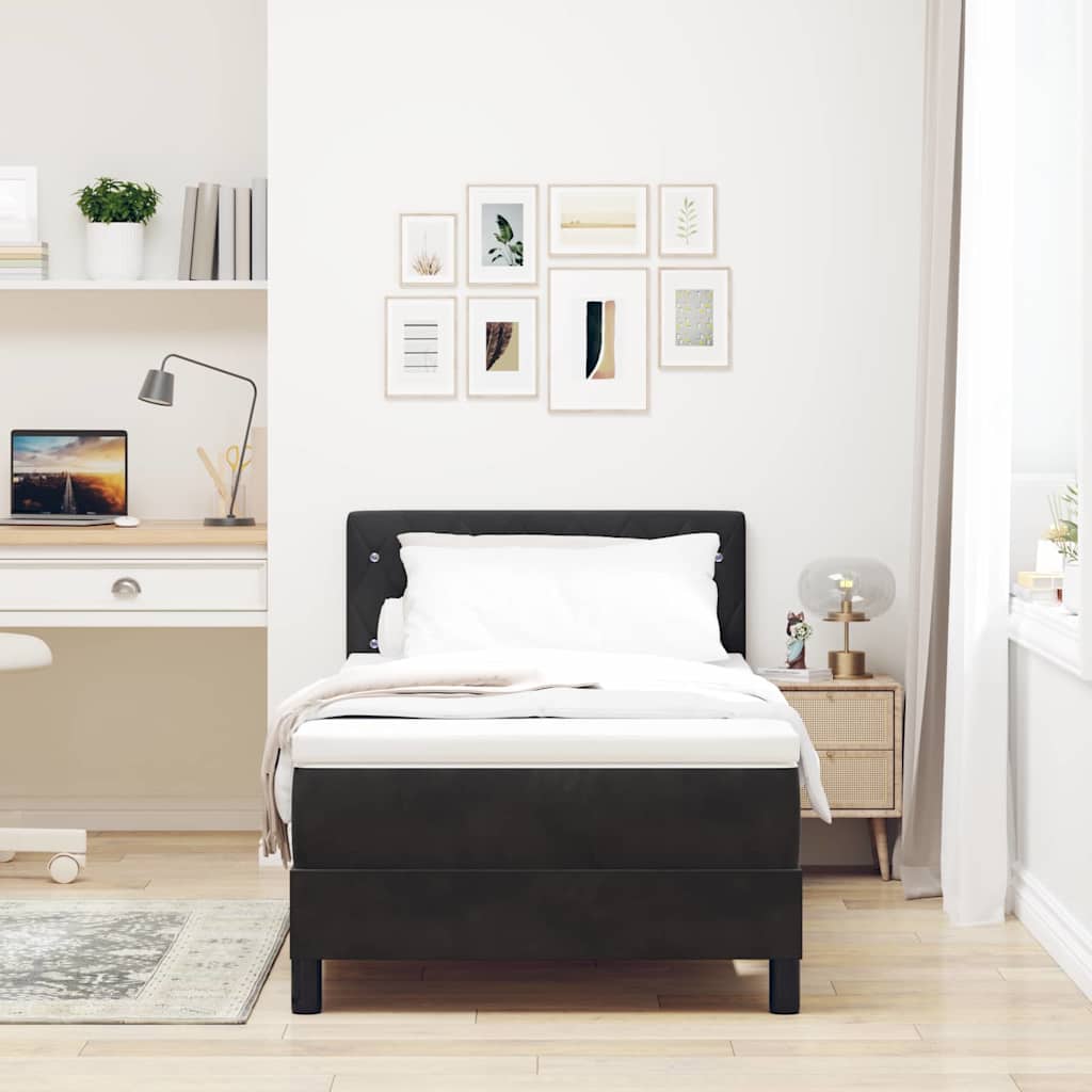 vidaXL LED Box Spring Bed with Mattress Black 100 x 200 cm Velvet