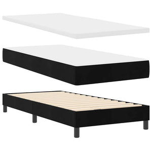 vidaXL LED Box Spring Bed with Mattress Black 100 x 200 cm Velvet