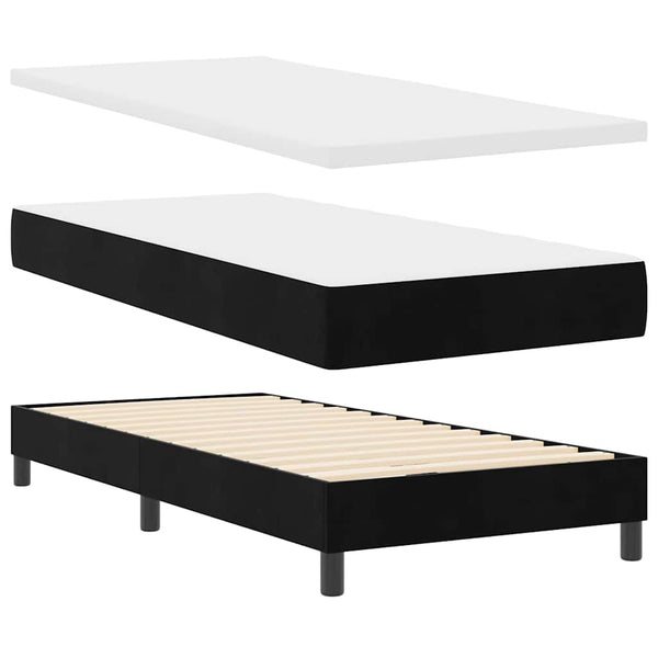 vidaXL LED Box Spring Bed with Mattress Black 100 x 200 cm Velvet