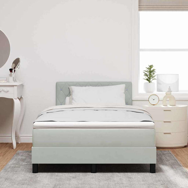 vidaXL LED Box Spring Bed with Mattress Light Gray 120 x 190 cm Velvet