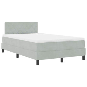 vidaXL LED Box Spring Bed with Mattress Light Gray 120 x 190 cm Velvet